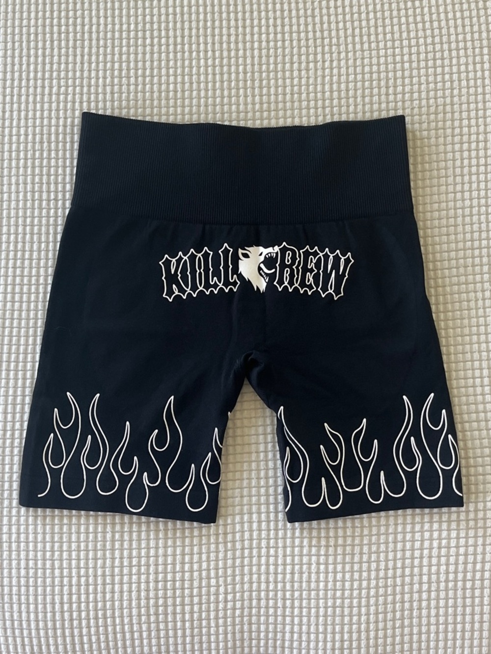 Kill Crew Black White Flame Biker Shorts